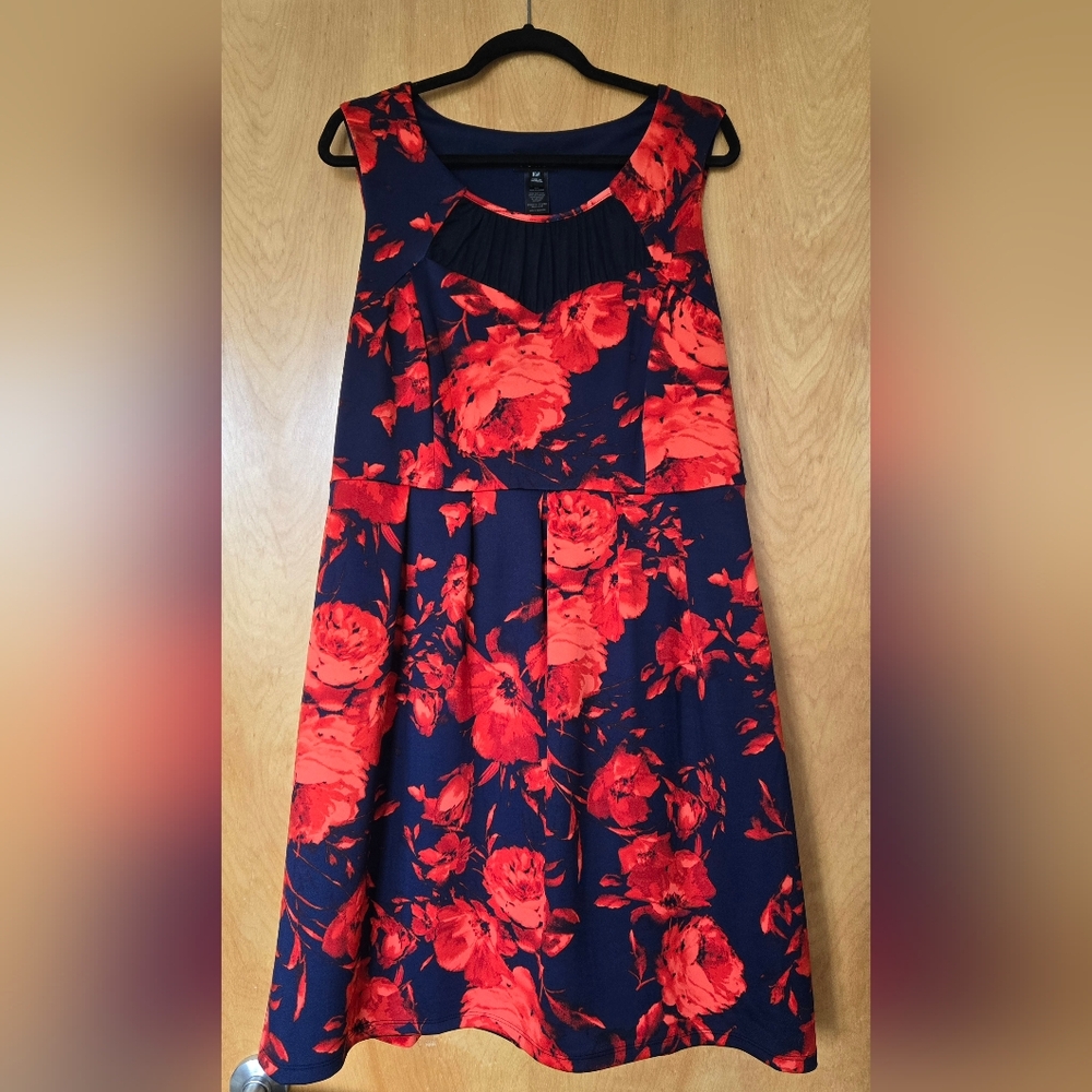Enfocus Red & Navy Floral Dress